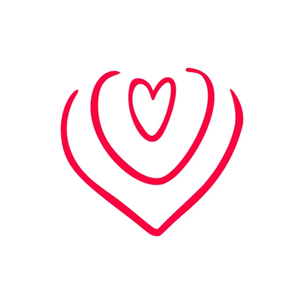 Mão Minimalista Desenhado Ícone Coração Vermelho Isolado Fundo Branco Dia — Vetor de Stock