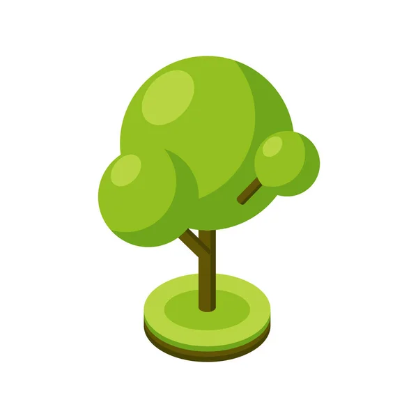 Isométrica Árvore Verde Estilizado Planta Municipal Ícone Forma Esférica Geométrica — Vetor de Stock