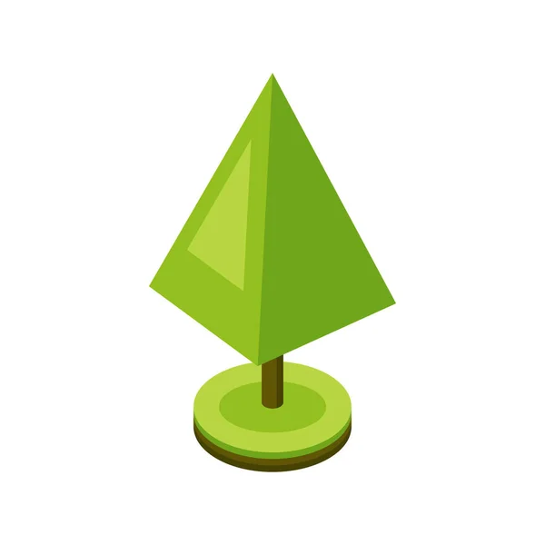 Isométrica Árvore Verde Estilizado Planta Municipal Ícone Forma Pirâmide Geométrica — Vetor de Stock