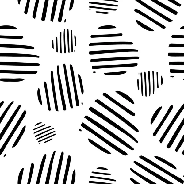 Abstract Seamless Monochrome Pattern Stylized Hearts Endless Black White Background — Stock Vector