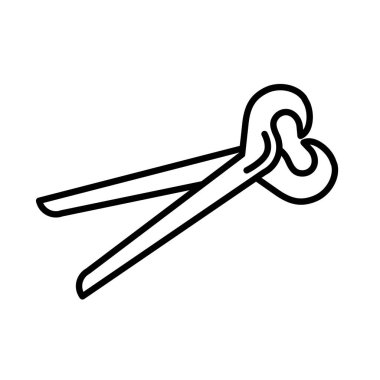 Marangoz alet klipsleri beyaz arka planda izole edilmiş. İnşaat, dekorasyon ve onarım hizmetleri için hat simgesi. Alet çantaları. Satış, kira. El aletleri. Çilingir, marangoz, ustabaşı....