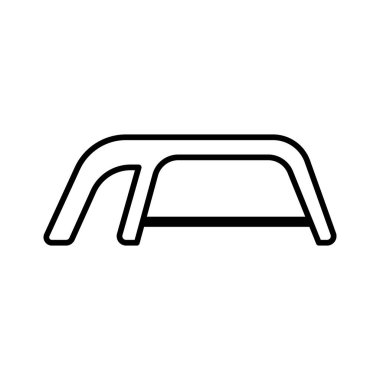 Marangoz testeresi beyaz arka planda izole edilmiş. İnşaat, dekorasyon ve onarım hizmetleri için hat simgesi. Alet çantaları. Satış, kira. El aletleri. Çilingir, marangoz, ustabaşı....