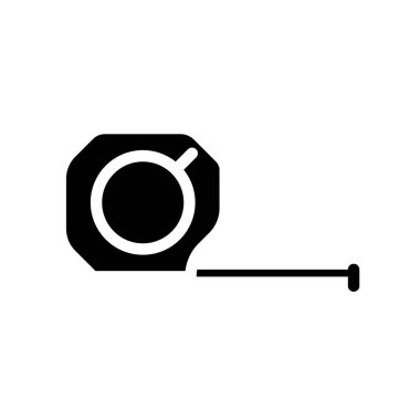 Marangoz aleti mezurası beyaz arka planda izole edildi. İnşaat, dekorasyon ve onarım hizmetleri için siyah ikon. Alet çantaları. Satış, kira. El aletleri. Çilingir, marangoz, ustabaşı....