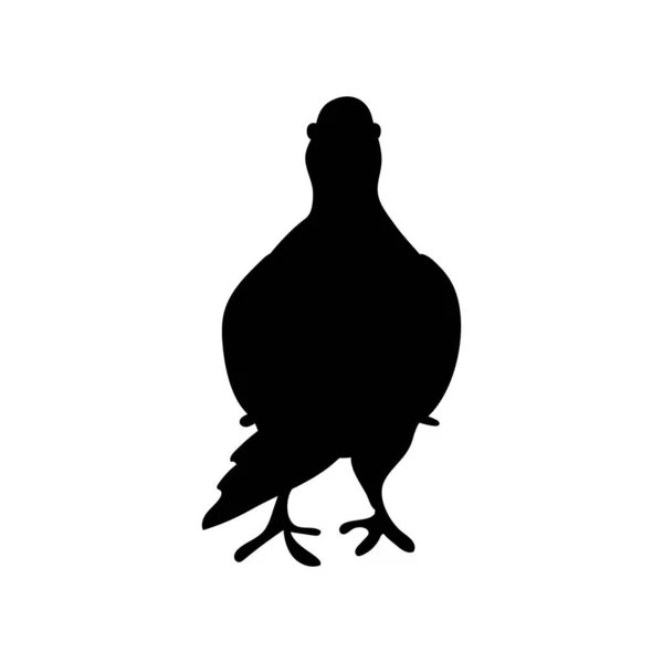 Icon Sitting Bird Dove Flat Cartoon Character Design Black Cute — Stock Vector
