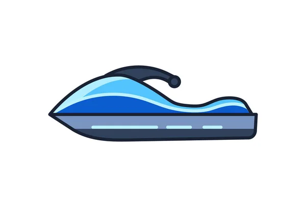 Icône Jet Ski Plat Bleu Isolé Sur Fond Blanc Illustration — Image vectorielle