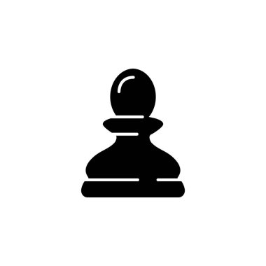 Siyah satranç taşı simgesi beyaz arkaplanda izole edildi. Masa oyunu. Siyah siluet. Vektör illüstrasyonu.