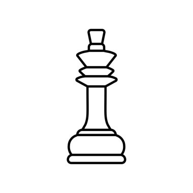 Satranç Kralı taşı simgesi beyaz arkaplanda izole edildi. Masa oyunu. Siyah siluet. Vektör illüstrasyonu.