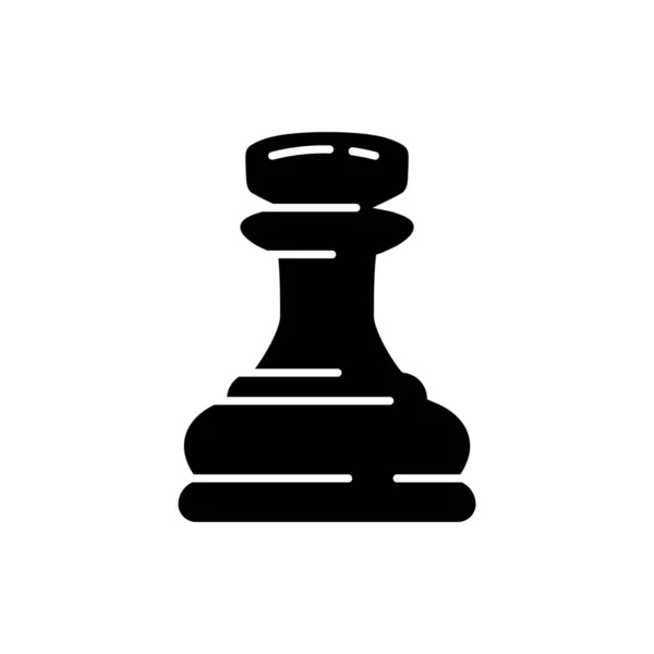 Black Chess Rook Piece Icon Isolated White Background Board Game — Stock Vector