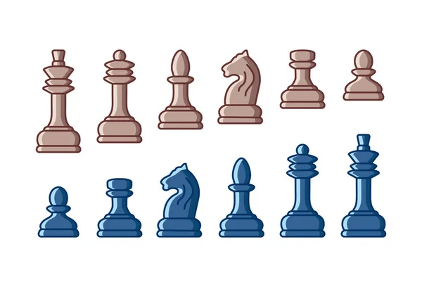 白い背景に隔離された平らなチェスの駒のアイコンのセット ボードゲーム 黒いシルエットだ ベクターイラスト — ストックベクタ