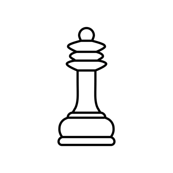 Line Chess Queen Piece Icon Isolated White Background Board Game — Stock Vector