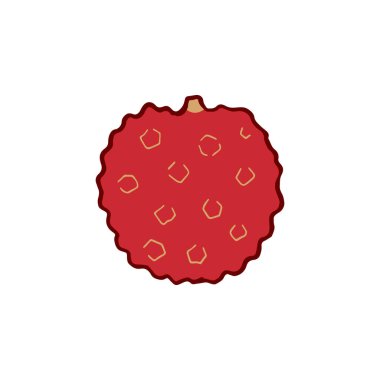 Beyaz arka planda izole edilmiş parlak renkli liçi meyve ikonu. Tatlı tropikal meyve. Basit bir düz stil. Logo tasarımı. Vektör illüstrasyonu