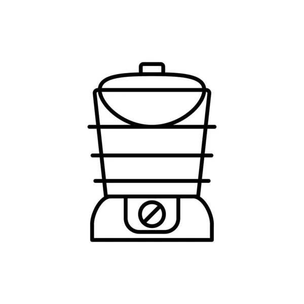 Umriss Food Dampfer Symbol Linienstil Küchengerät Doppelboiler Isoliert Auf Weißem — Stockvektor