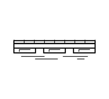 Pontoon Köprüsü çizgi simgesi beyaz arkaplanda izole edildi. Şehir mimarisi. Vektör illüstrasyonu.