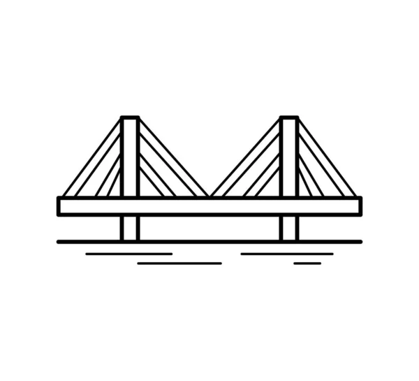 Kablo Destekli Köprü Hattı Simgesi Beyaz Arkaplanda Izole Edildi Şehir — Stok Vektör