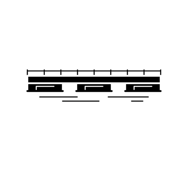 Понтонський Міст Чорний Силует Значок Ізольований Білому Тлі Міська Архітектура — стоковий вектор