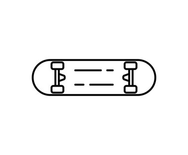Kaykay çizgisi simgesi beyaz arkaplanda izole edildi. Taslak tarzı. Asgari kaykay tahtası tasarımı. Vektör illüstrasyonu.