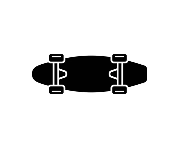 Skateboard Black Silhouette Icon Isolated White Background Flat Style Minimal — Stock Vector