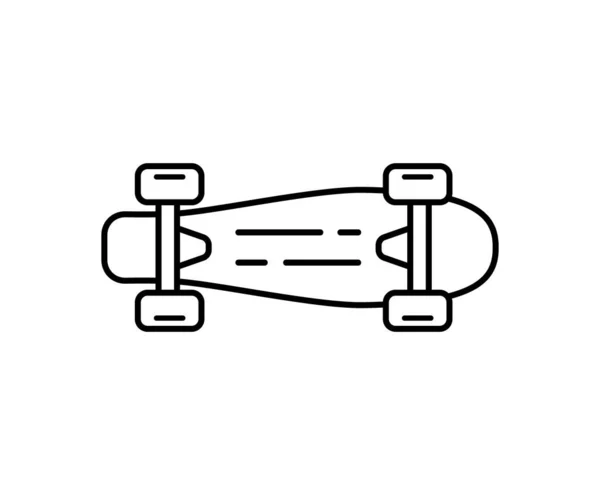 Skateboard Line Icon Isolated White Background Outline Style Minimal Skate — Stock Vector