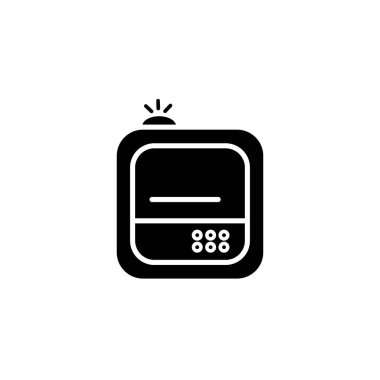 Siyah nemlendirici hava dağıtıcı ikonu beyaz arkaplanda izole edildi. Arındırıcı mikroiklim ultrasonik ev düz vektör çizimi. Sağlıklı nem. 