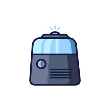 Nemlendirici hava dağıtıcı simgesi beyaz arkaplanda izole edildi. Arındırıcı mikroiklim ultrasonik ev düz vektör çizimi. Sağlıklı nem. 