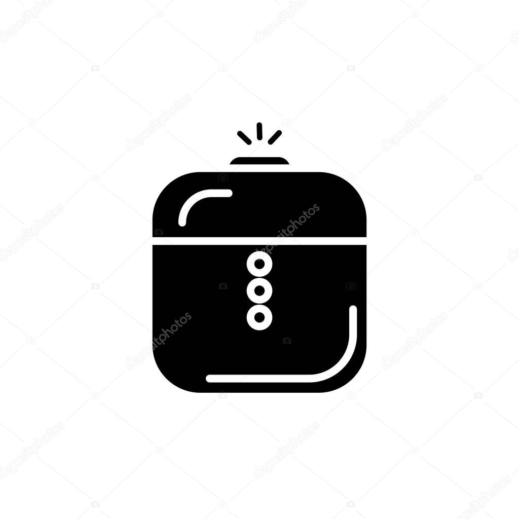 Black humidifier air diffuser icon isolated on white background. Purifier microclimate ultrasonic home flat vector illustration. Healthy humidity. 