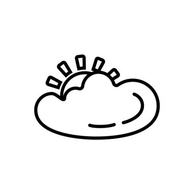 Beyaz zemin üzerinde güneş ve bulut ikonu izole hava tahmini. Modern taslak tarzında hava sembolü. Web sitesi tasarımı ve mobil uygulamalar için. Vektör illüstrasyonu