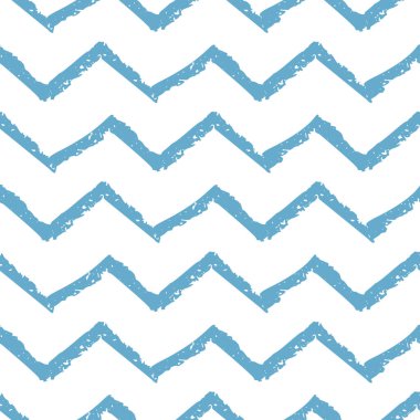 Elle çizilmiş kusursuz desenli mavi dalga işaretleri beyaz arka planda izole edilmiş. Minimalist tasarım. Vektör illüstrasyonu.