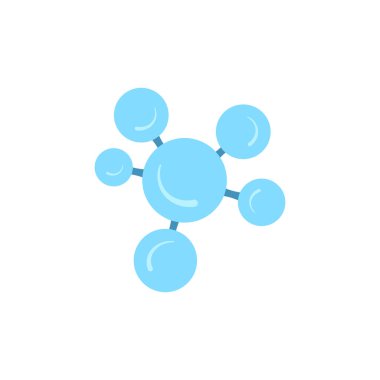 Beyaz arkaplanda moleküler model simgesi izole edildi. Atom grubu birbirine bağlandı, kimyasal bileşik, fizik, organik kimya, biyokimya elementi. Düz biçim vektör illüstrasyonu.