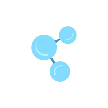 Beyaz arkaplanda moleküler model simgesi izole edildi. Atom grubu birbirine bağlandı, kimyasal bileşik, fizik, organik kimya, biyokimya elementi. Düz biçim vektör illüstrasyonu.