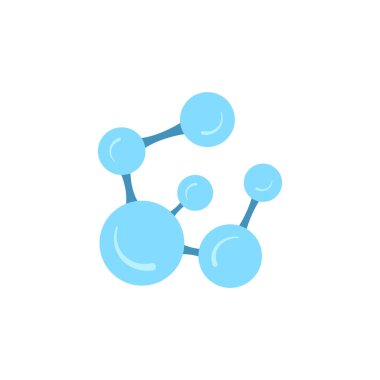 Beyaz arkaplanda moleküler model simgesi izole edildi. Atom grubu birbirine bağlandı, kimyasal bileşik, fizik, organik kimya, biyokimya elementi. Düz biçim vektör illüstrasyonu.