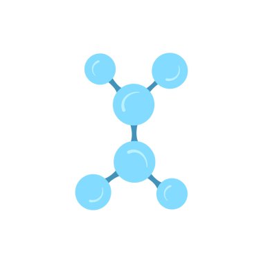 Beyaz arkaplanda moleküler model simgesi izole edildi. Atom grubu birbirine bağlandı, kimyasal bileşik, fizik, organik kimya, biyokimya elementi. Düz biçim vektör illüstrasyonu.