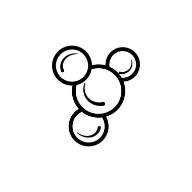 Beyaz arkaplanda moleküler model çizgisi simgesi izole edildi. Atom grubu birbirine bağlandı, kimyasal bileşik, fizik, organik kimya, biyokimya elementi. Taslak vektör illüstrasyonu.