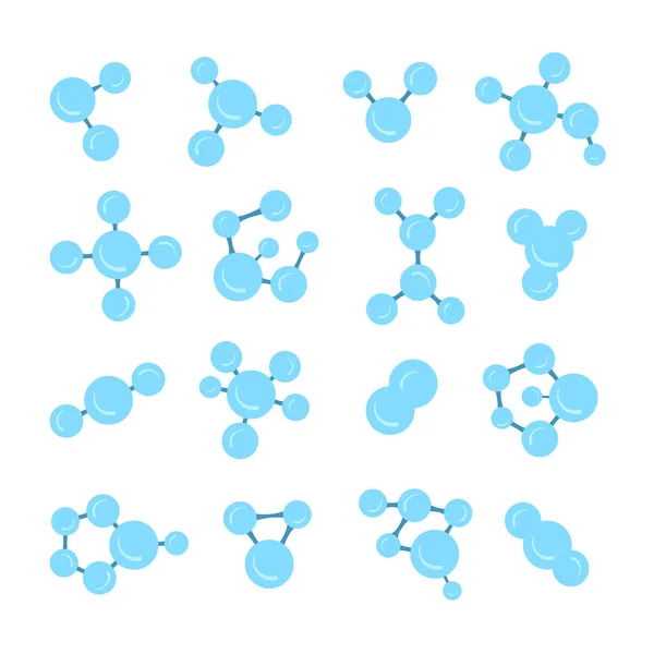 아이콘들 배경에 분리되어 원자들이 결합하고 화학적 화합물 물리학 생화학적 요소들 — 스톡 벡터