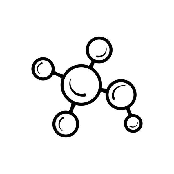 Молекулярная Модель Линии Значок Изолирован Белом Фоне Группа Атомов Связанных — стоковый вектор