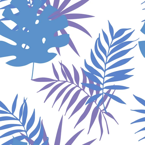 Абстрактный Бесшовный Рисунок Тропическими Пальмовыми Листьями Белом Фоне Векторная Иллюстрация — стоковый вектор