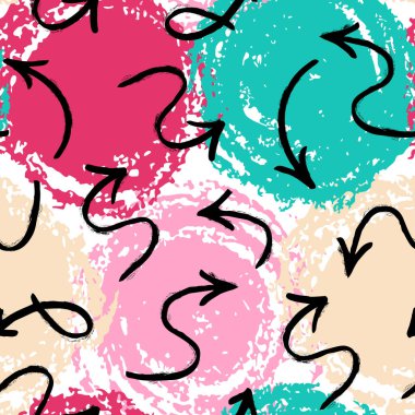 Beyaz arka planda elle çizilmiş siyah oklarla kusursuz desen. Vektör illüstrasyonu. 