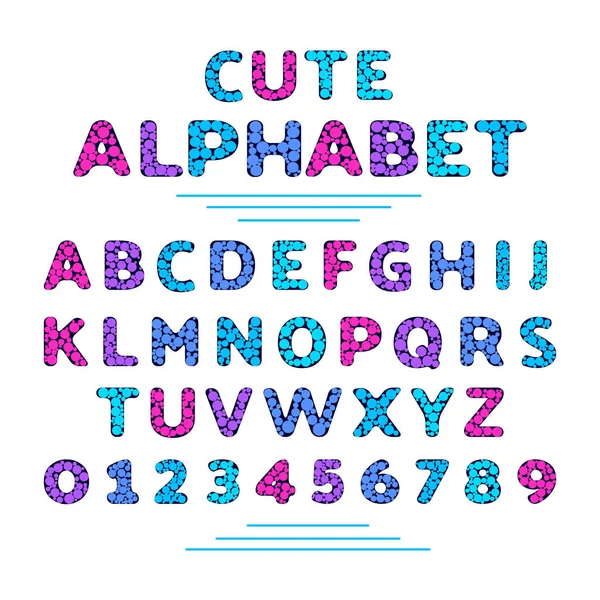 Cute Colorful English Alphabet Isolated White Background Fun Letters Numbers — Stock Vector