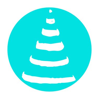 Minimalist el çizimi Noel ağacı simgesi beyaz arka planda izole edilmiş. En az yeni yıl konsepti. Vektör çizimi. Tebrik kartı, davetiye, pankart, internet için kullanılabilir