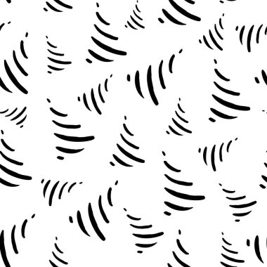 Minimalist elle çizilmiş kusursuz tek renkli desenli siyah Noel ağacı beyaz arka planda izole edilmiş. En az yeni yıl konsepti. Vektör çizimi. Kart, davetiye, afiş, ambalaj, baskı