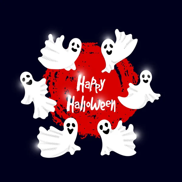 Feliz Fiesta Halloween Composición Con Fantasmas Voladores Calabaza Sobre Fondo — Archivo Imágenes Vectoriales