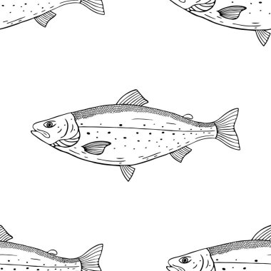 Balık Dikişsiz desen vektör çizim 