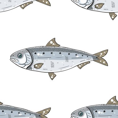 Balık Dikişsiz desen vektör çizim 