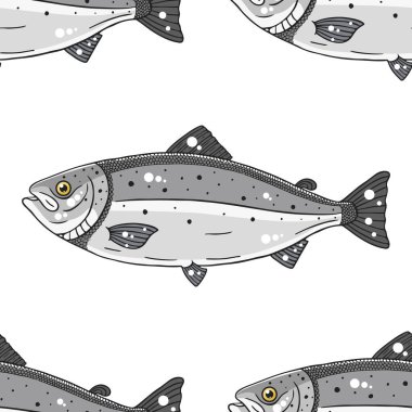 Balık Dikişsiz desen vektör çizim 