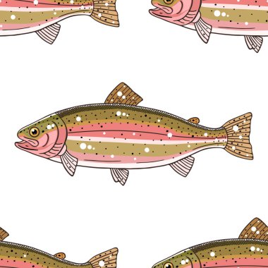 Balık Dikişsiz desen vektör çizim 