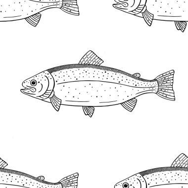 Balık Dikişsiz desen vektör çizim 