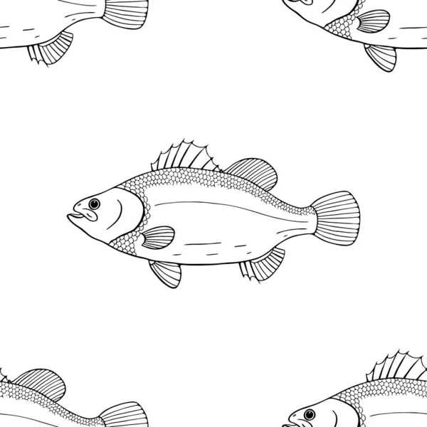 Balık Dikişsiz Desen Vektör Çizim — Stok Vektör