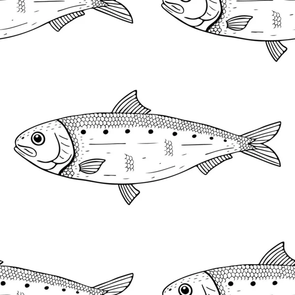 Ilustración Vectores Patrón Sin Costura Peces — Vector de stock