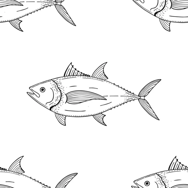 Ilustración Vectores Patrón Sin Costura Peces — Vector de stock