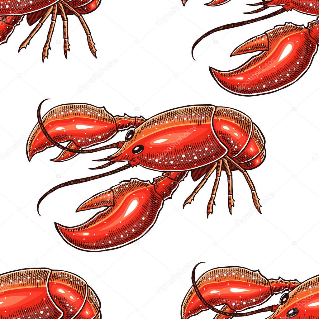 lobster seamless pattern vector illustration 