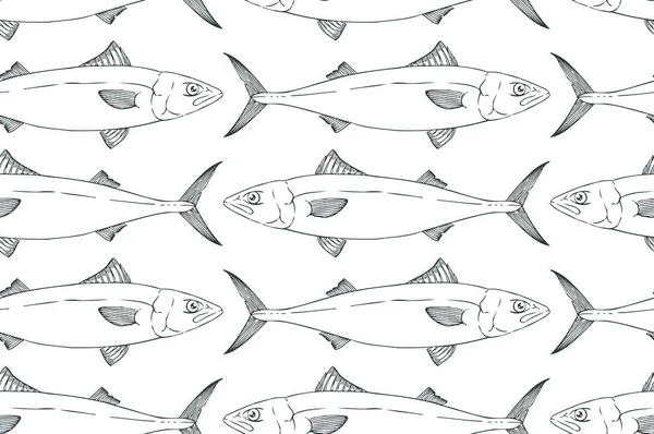 Uskumru Balığı Deseni Vektör Çizimi — Stok Vektör